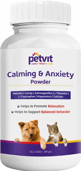 Petvit Calming & Anxiety Powder - All Breeds Of Dogs & Cats 100Gm