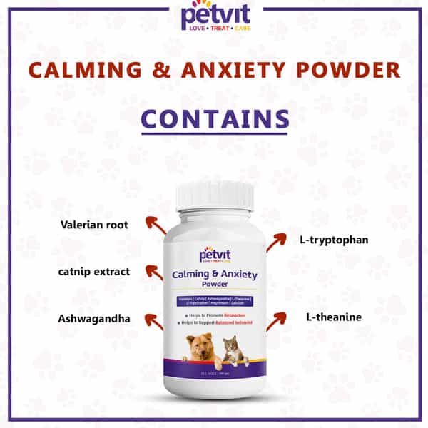 Petvit Calming & Anxiety Powder - All Breeds Of Dogs & Cats 100Gm
