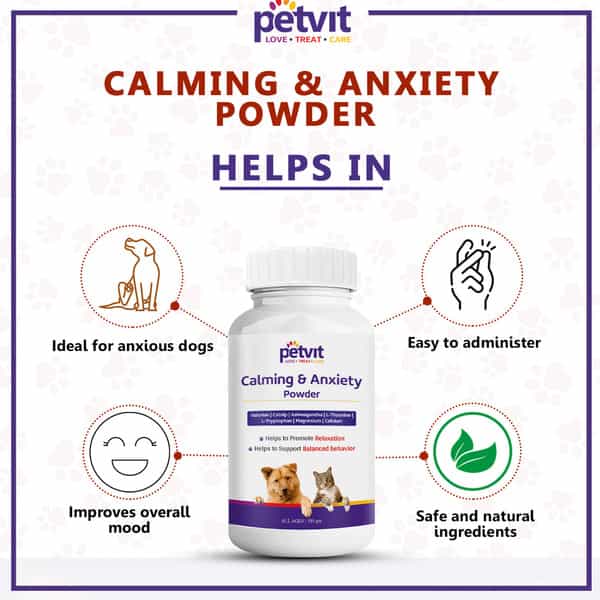 Petvit Calming & Anxiety Powder - All Breeds Of Dogs & Cats 100Gm