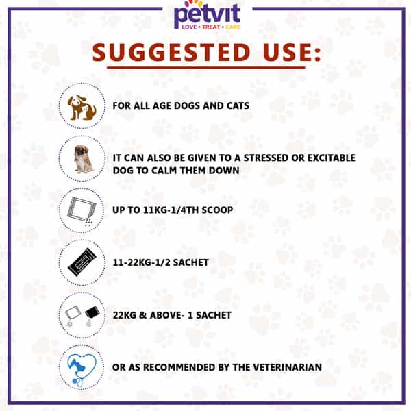 Petvit Calming & Anxiety Powder - All Breeds Of Dogs & Cats 100Gm