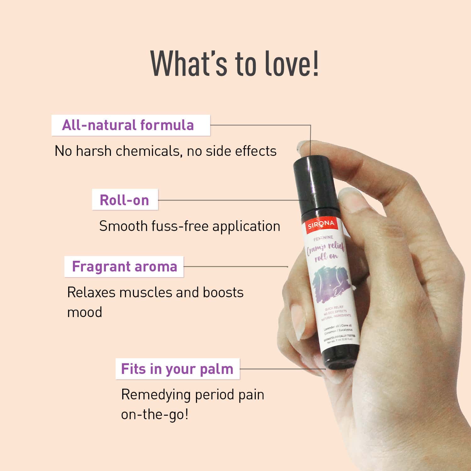 Buy SIRONA MENSTRUAL CRAMP RELIEF ROLL ON FOR WOMEN 9 ML 100