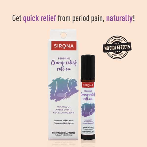Sirona Menstrual Cramp Relief Roll On For Women - 9 Ml | 100% Natural Period Pain Reliever