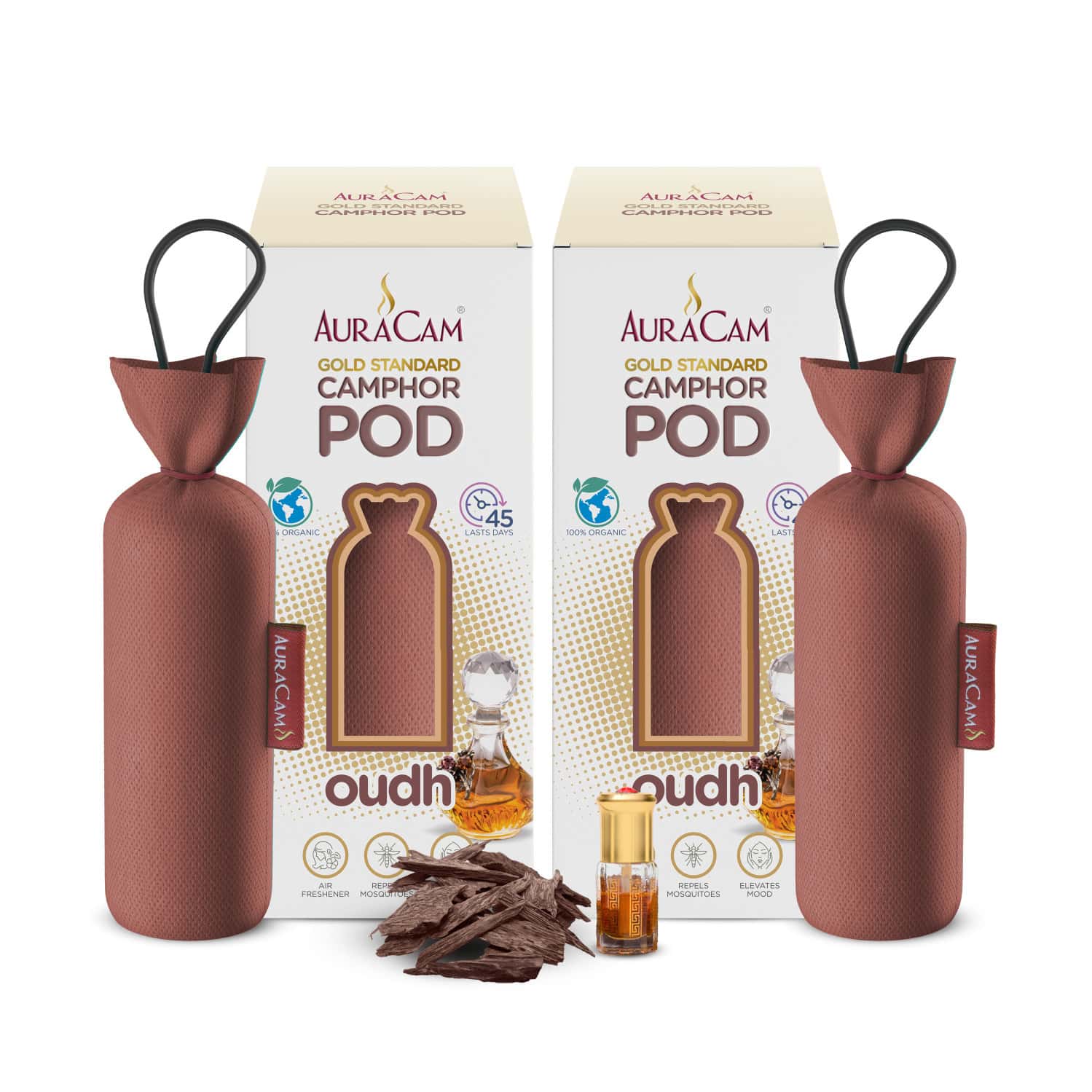 Auracam Gold Standard Camphor Pod Cone (Oudh) - Set Of 2