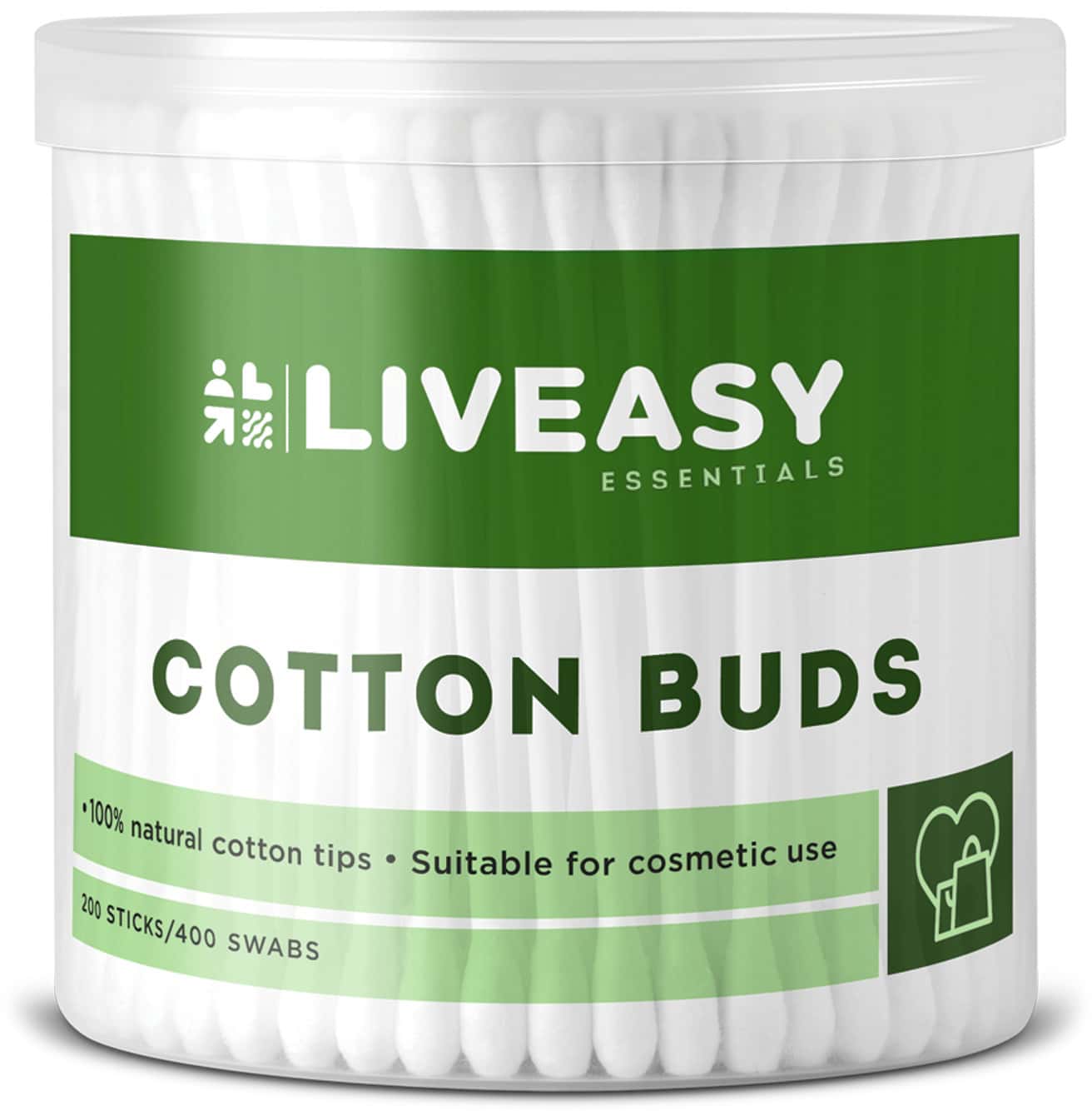Liveasy Essentials Paper Stick Cotton Swabs | 200 Sticks (400 Swabs)