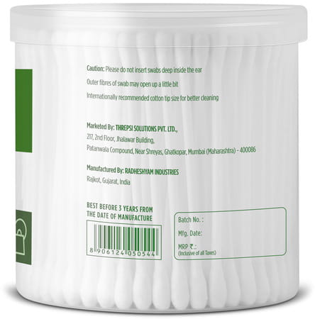 Liveasy Essentials Paper Stick Cotton Swabs | 200 Sticks (400 Swabs)