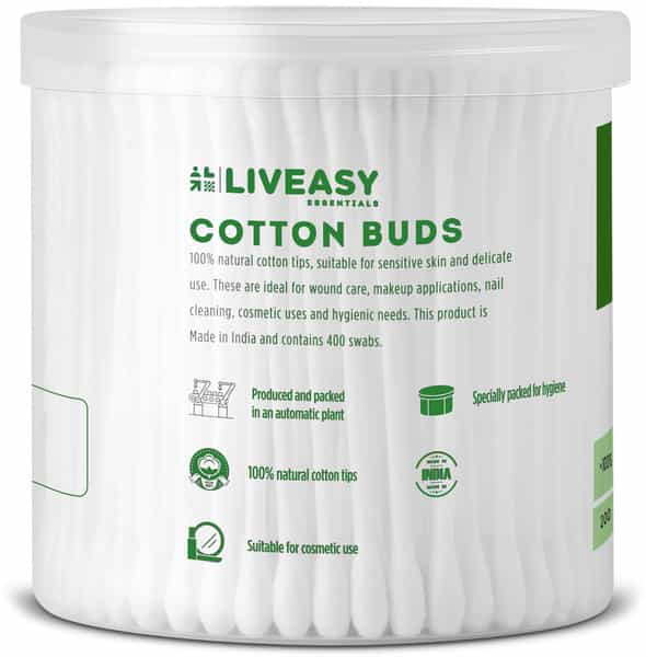 Liveasy Paper Stick Cotton Swabs 200 Sticks 400 Swabs