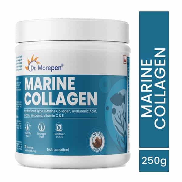 Dr. Morepen Marine Collagen Protein | Chocolate | Jar | Powder | 250 Gm