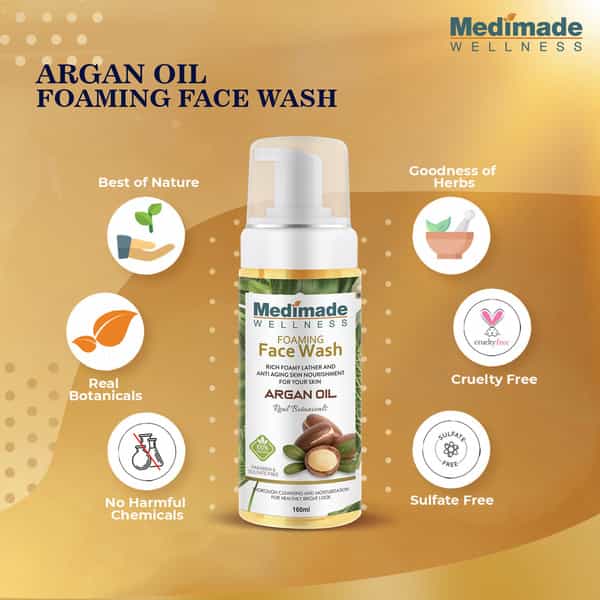Medimade Moroccan Argan Oil Foaming Face Wash - 160 Ml X 2 ( Pack Of 2 )