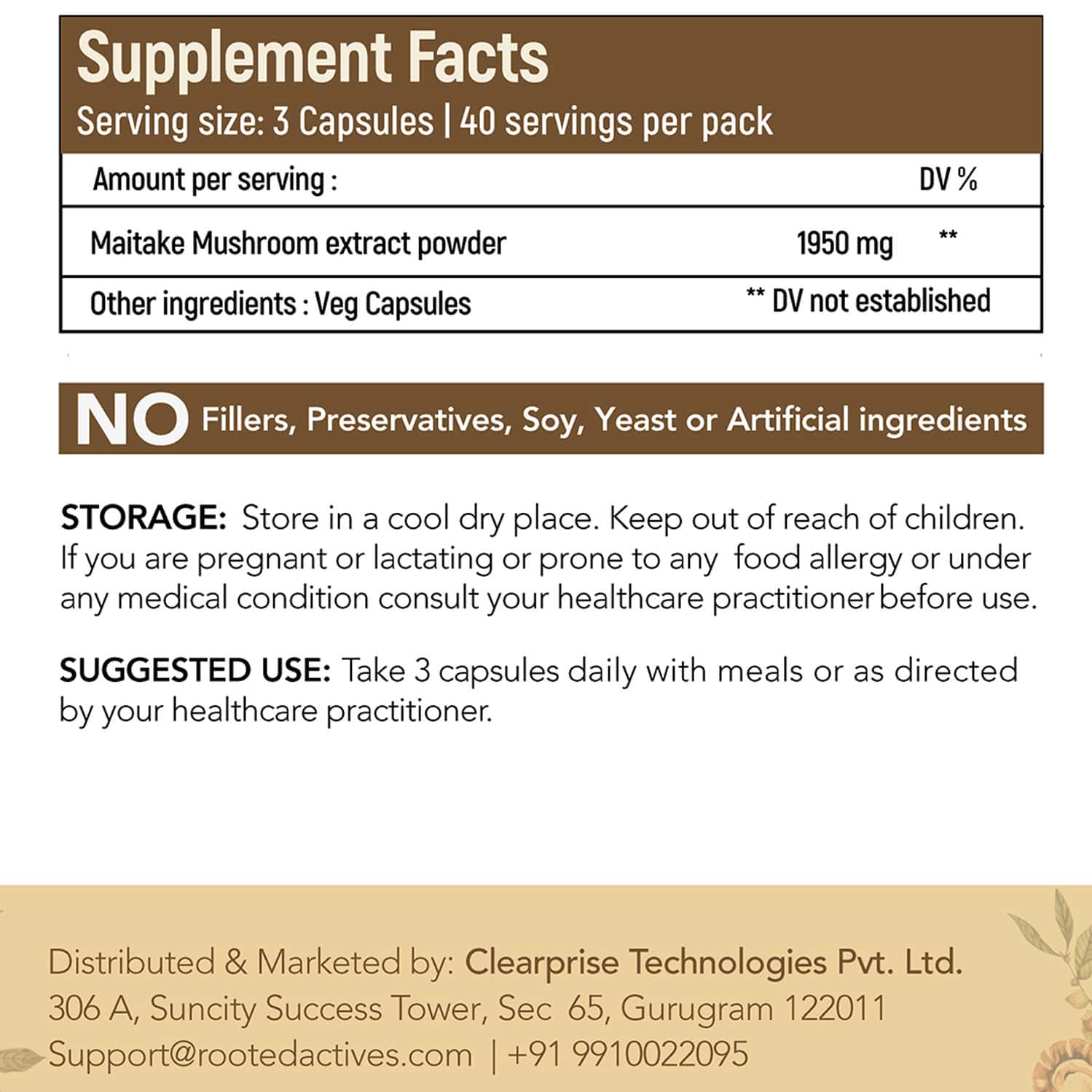 Buy ROOTED ACTIVES MAITAKE MUSHROOM EXTRACT 1950MG* PURE FRUIT BODY
