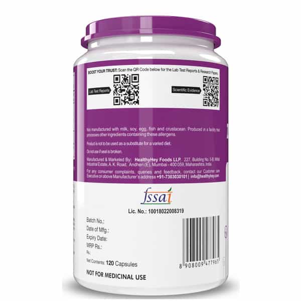 Healthyhey Nutrition Zinc Methionine + Copper Supports Immune-120 Veg Capsules