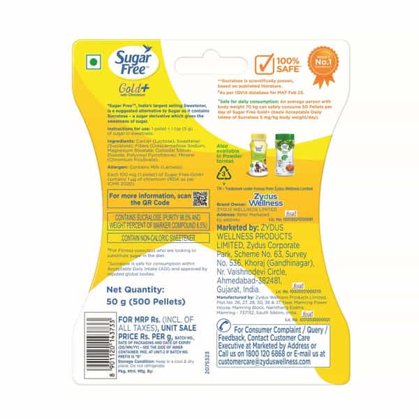 Sugar Free Gold Plus Sweetener Bottle Of 500 Pellets