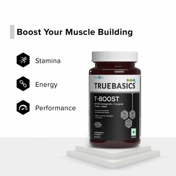 Truebasics T-Boost Testosterone Booster Supplement For Men (60 Tablets)