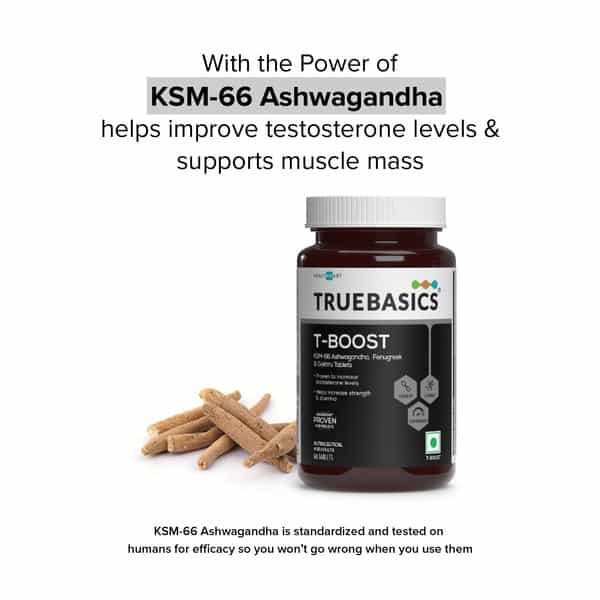 Truebasics T-Boost Testosterone Booster Supplement For Men (60 Tablets)