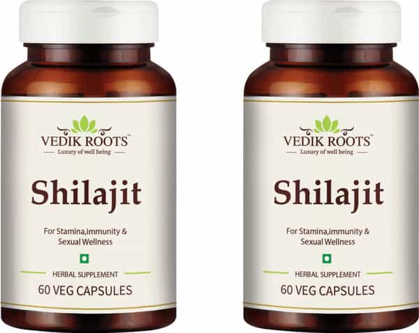 Vedikroots Shilajit 60 Capsules 450 Mg 100% Organic |For Metabolism And Immunity Boost (Pack Of 2)