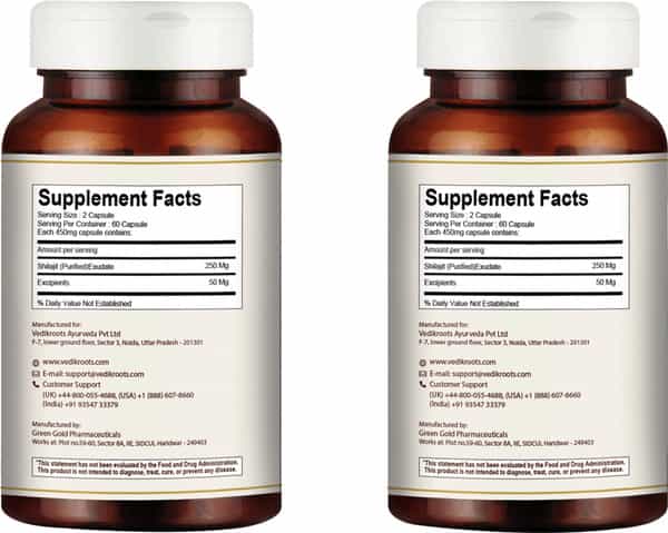 Vedikroots Shilajit 60 Capsules 450 Mg 100% Organic |For Metabolism And Immunity Boost (Pack Of 2)
