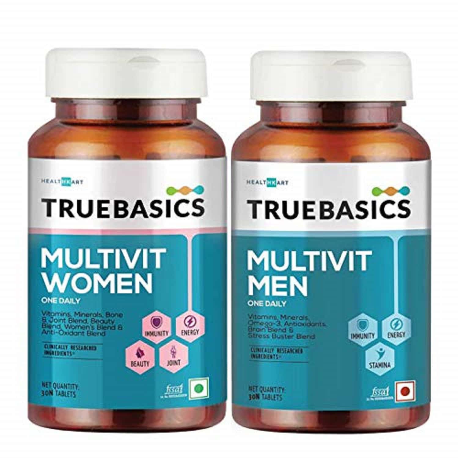 Truebasics Multivitamin For Women & Multivitamin For Men Combo | 30 Multivitamin Tablets Each