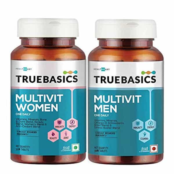 Truebasics Multivitamin For Women & Multivitamin For Men Combo | 30 Multivitamin Tablets Each
