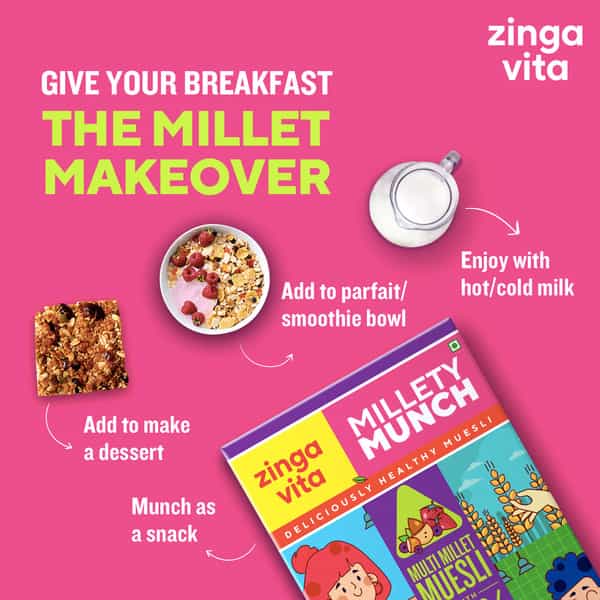 Zingavita Multi Millet Muesli Sugar Free With Whole Grains Fruits Nuts & Seeds