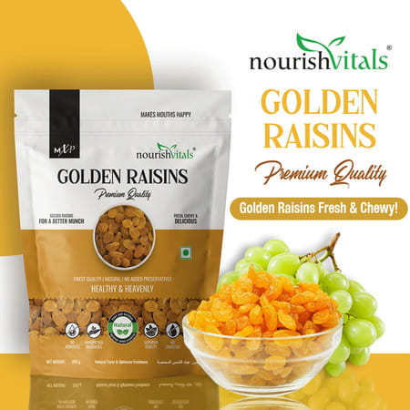 Nourishvitals Healthy Munching Golden Raisins Premium Quality Salted Pumpkin Roasted Seed 200gm Each