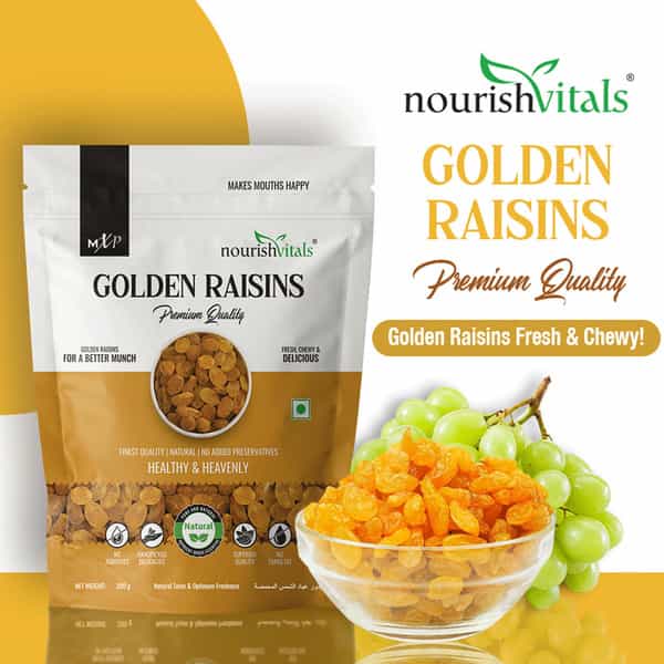 Nourishvitals Healthy Munching Golden Raisins Premium Quality Salted Pumpkin Roasted Seed 200Gm Each