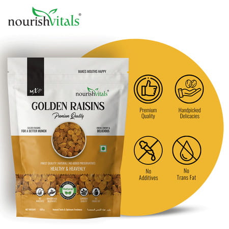 Nourishvitals Healthy Munching Golden Raisins Premium Quality Salted Pumpkin Roasted Seed 200gm Each