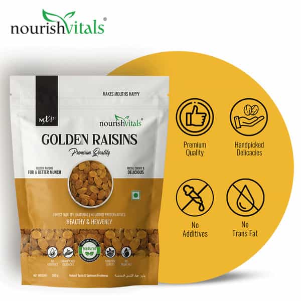 Nourishvitals Healthy Munching Golden Raisins Premium Quality Salted Pumpkin Roasted Seed 200Gm Each