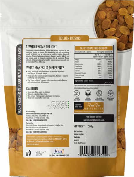 Nourishvitals Healthy Munching Golden Raisins Premium Quality Salted Pumpkin Roasted Seed 200Gm Each
