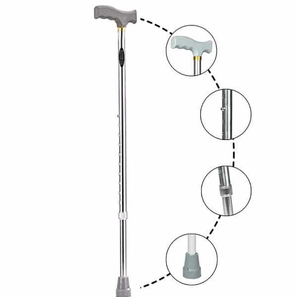 Guardian Walking Stick For Patients | Unisex | Adjustable | Aluminum | Grey