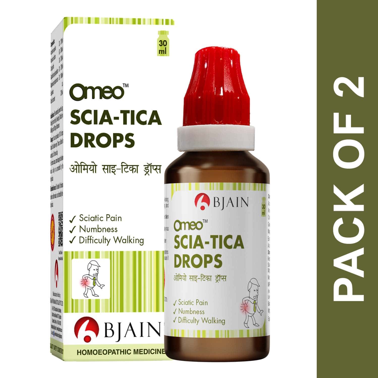 Bjain Omeo Scia-Tica Drops | Sciatic/Radiating Back Pains | 30ml (Pack Of 2)