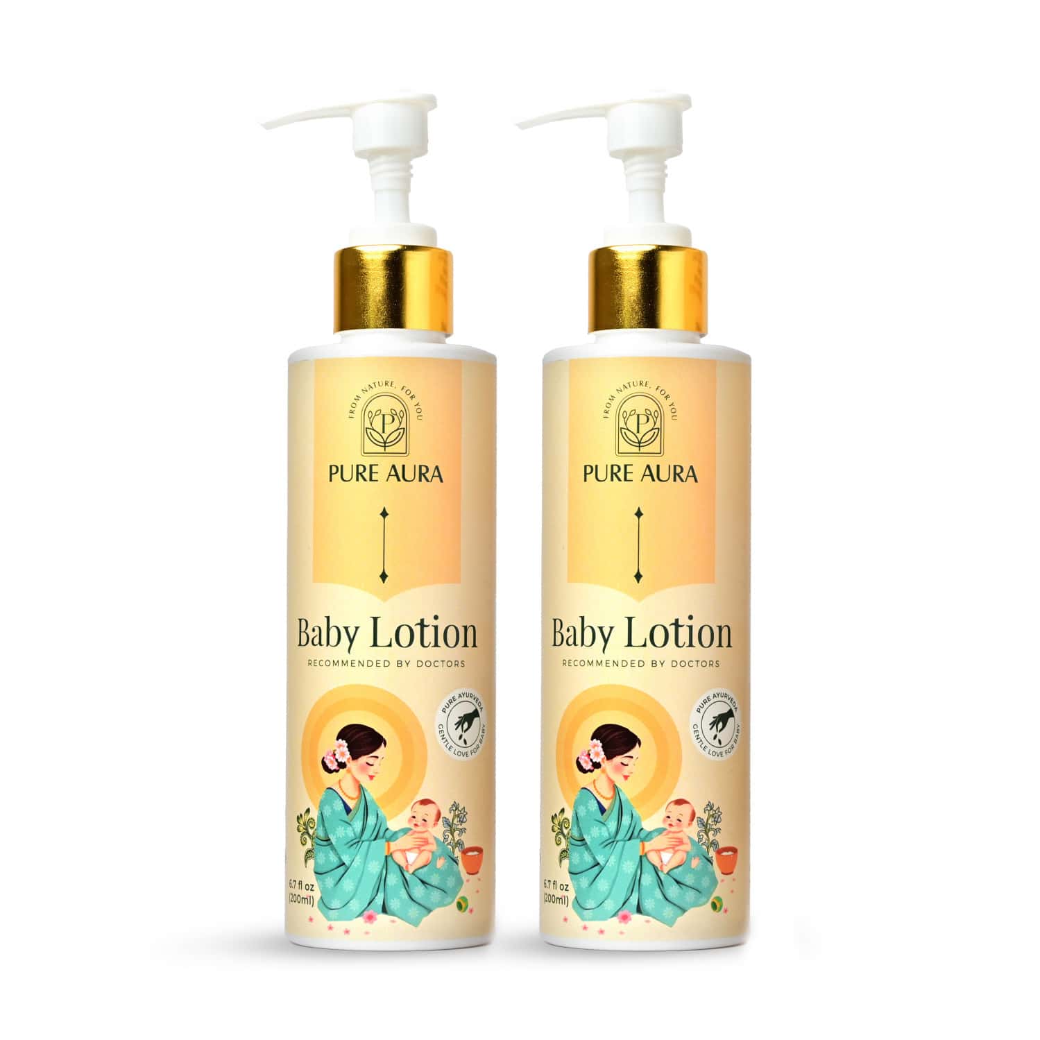 Pure Aura Rich Moisture Baby Lotion Ayurvedic Baby Body Lotion For Newborns & Kids 200ml| Pack Of 2