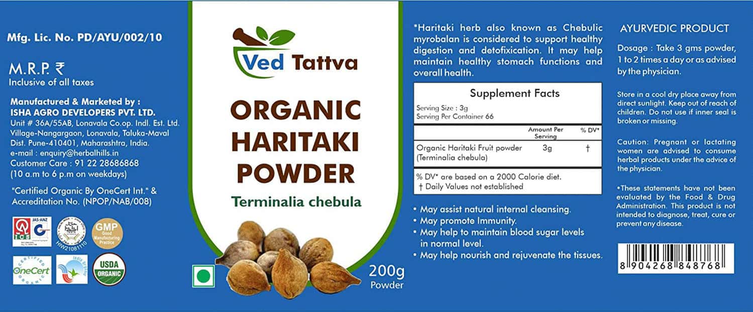 Buy VED TATTVA ORGANIC TRIPHALA POWDER 200 GMS (PACK OF 2) Online & Get