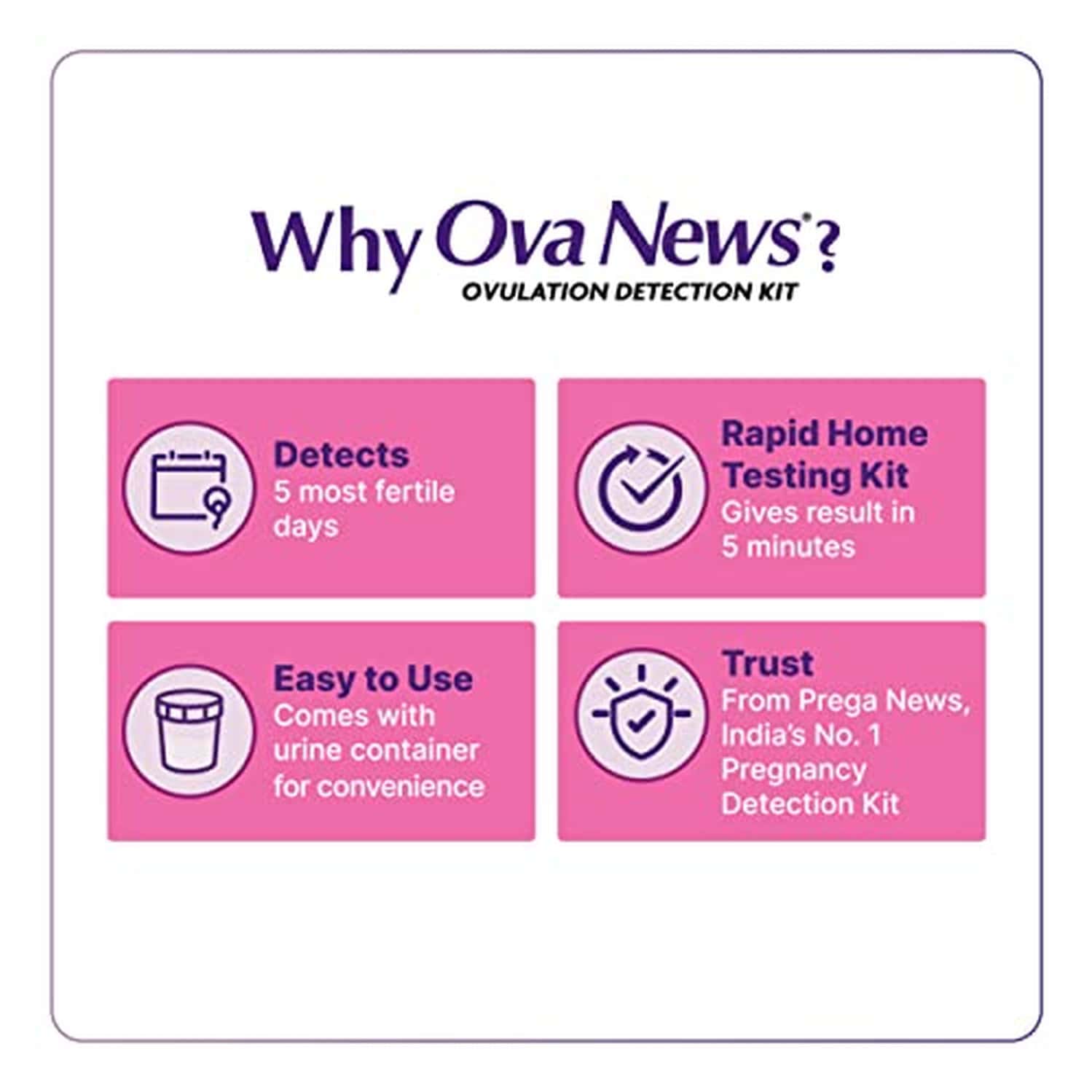 OVA NEWS - OVULATION DETECTION KIT FROM PREGA NEWS | IDENTIFIES 5 MOST FERTILE DAYSIN 5 MINS- 6N