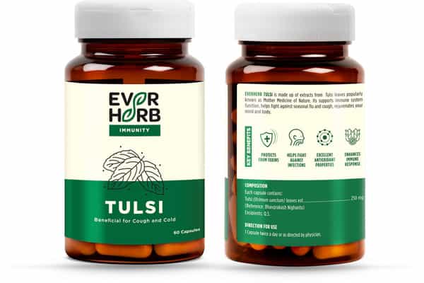 Everherb (By Pharmeasy) Tulsi - Immunity Booster Capsules - Fights Against Infection - Bottle Of 60