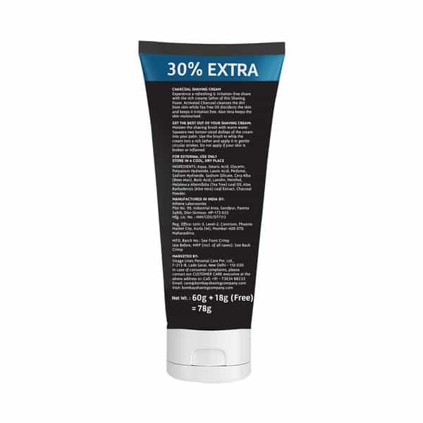 Bombay Shaving Company Shaving Cream Charcoal - 78Gm
