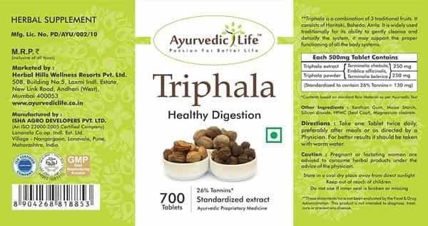 Ayurvedic Life Triphala 700 Tablets Value Pack Of 4