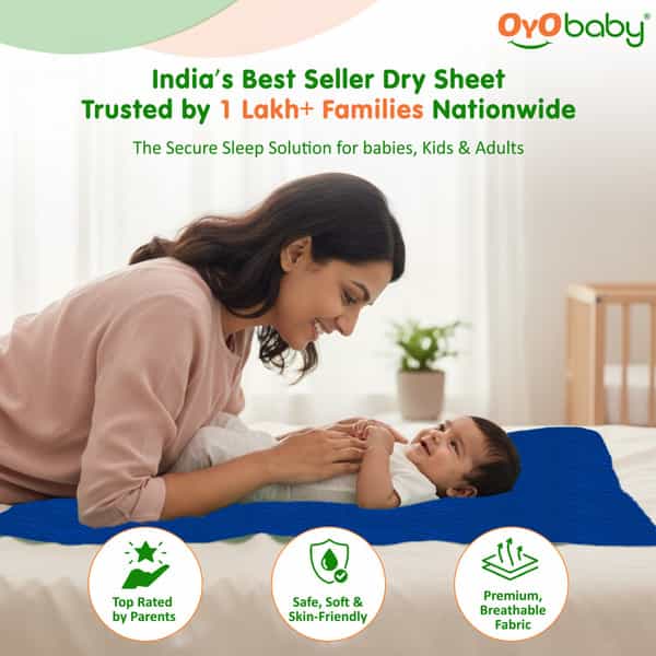 Oyo Baby Waterproof Bed Protector Baby Dry Sheet Large Royal Blue (100 Cm X 140 Cm)
