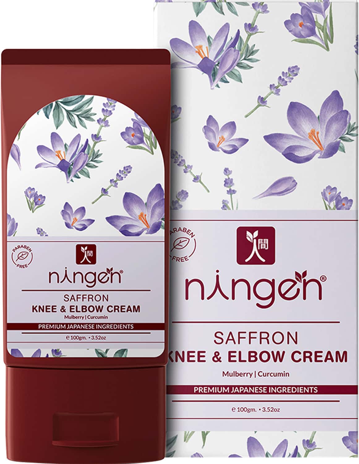 Ningen Saffron Knee And Elbow Cream Mulberry Curcumin Extracts Softens Repairs Dry Skin 100g