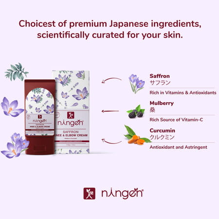 Ningen Saffron Knee And Elbow Cream Mulberry Curcumin Extracts Softens Repairs Dry Skin 100g