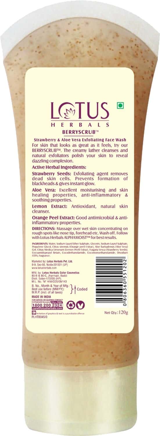 Buy LOTUS HERBALS BERRYSCRUB FACE WASH 120 GM Online & Get Upto 60 OFF