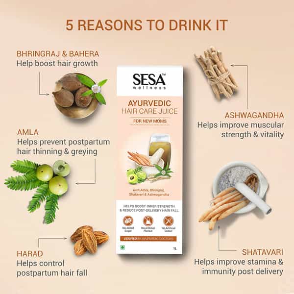 Sesa Ayurvedic Juice For New Moms - Reduces Postpartum Hair Fall & Boosts Inner Strength 1L