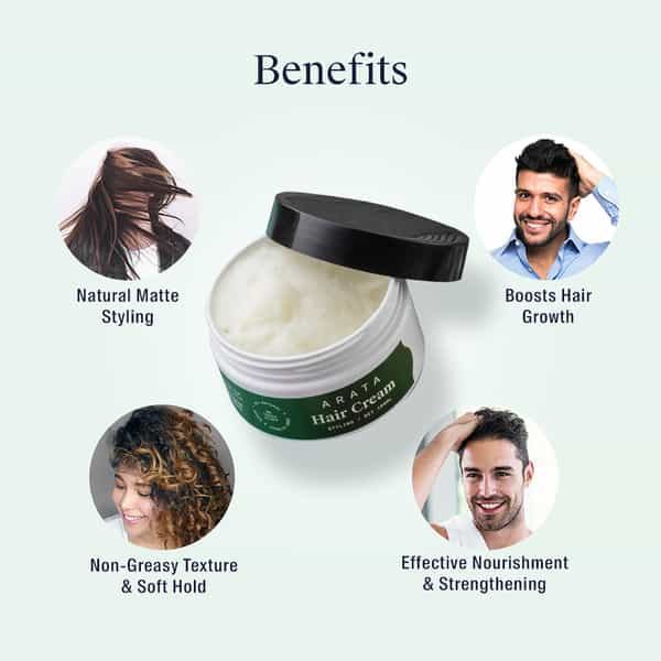 Arata Natural Styling & Hold Hair Cream With Organic Flaxseed & Olive Oil (100 G)