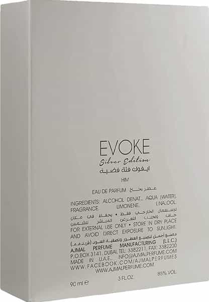 Ajmal Evoke Silver Edition Him Edp 90Ml Woody Perfume For Men - Made In Dubai