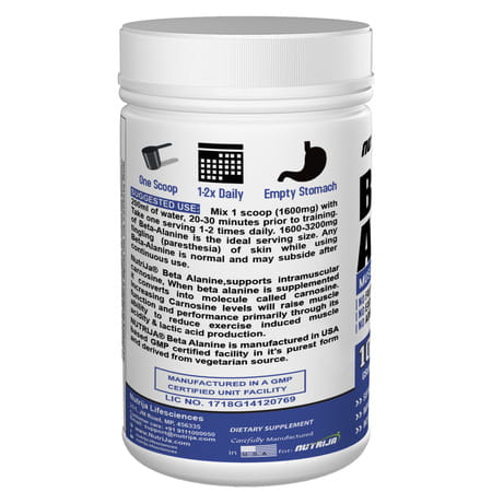 Nutrija Beta-Alanine Powder Best Pre Workout Supplement - 100 Grams (Tangy Orange)
