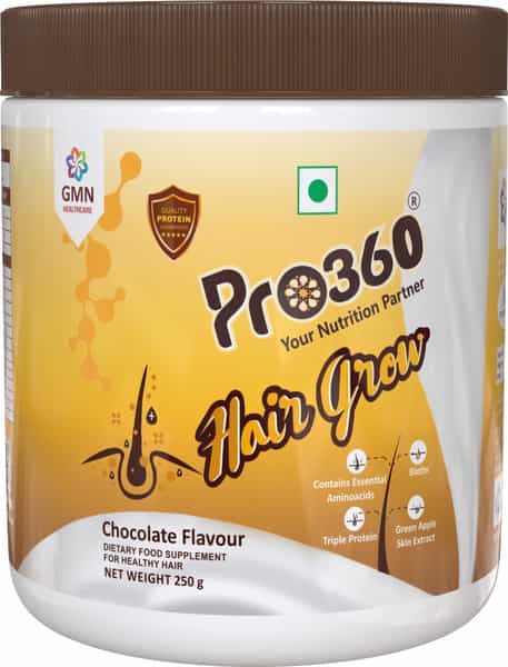 Pro360 Hair Grow | Nutritional Protein Supplement | Chocolate | Oral Powder | Jar | 250 Gm