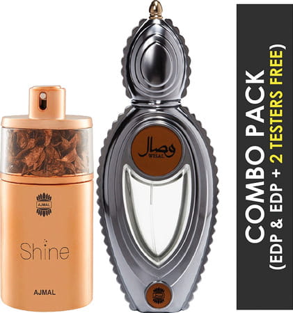 Ajmal Shine Edp Powdery 75ml Perfume For Women And Wisal Edp 50ml Perfume For Women