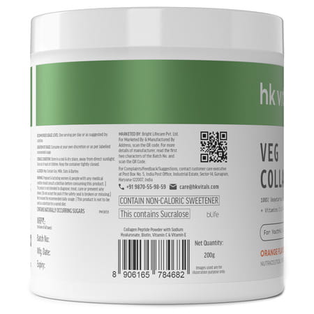 Hk Vitals Veg Collagen Supplement (Orange | 200g) With Sipper | 300ml | Combo Pack