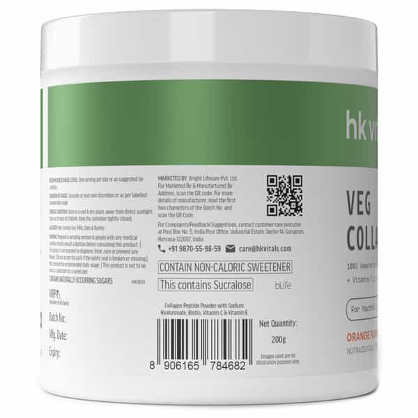 Hk Vitals Veg Collagen (Orange | 200G) + 300Ml Sipper | Skin | Hair & Nail Support | Combo