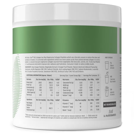 Hk Vitals Veg Collagen Supplement (Orange | 200g) With Sipper | 300ml | Combo Pack
