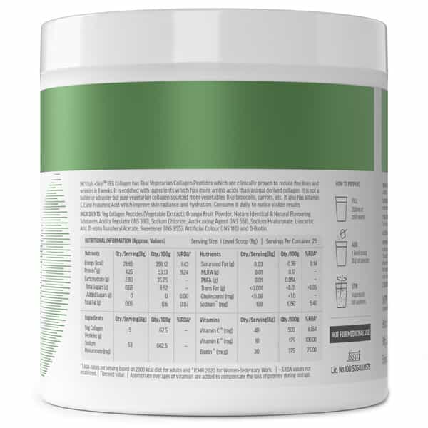 Hk Vitals Veg Collagen (Orange | 200G) + 300Ml Sipper | Skin | Hair & Nail Support | Combo