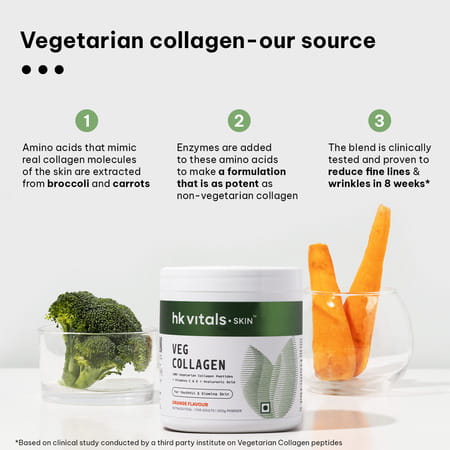 Hk Vitals Veg Collagen Supplement (Orange | 200g) With Sipper | 300ml | Combo Pack